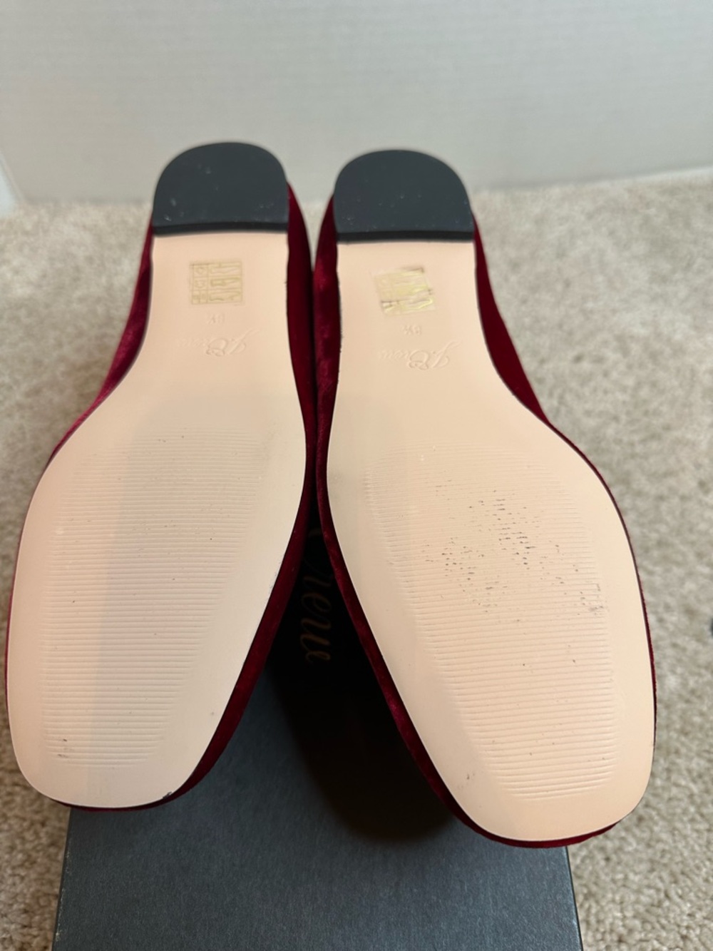 J. Crew Deep Red Velvet Tassel Loafers, size 8.5, New in Box - Picture 6 of 7